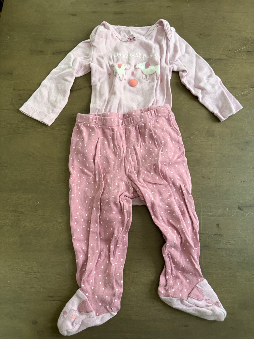 Pink/Purple Dog Polka Dot "Daddy's Best Friend" Baby 2pc Pajamas